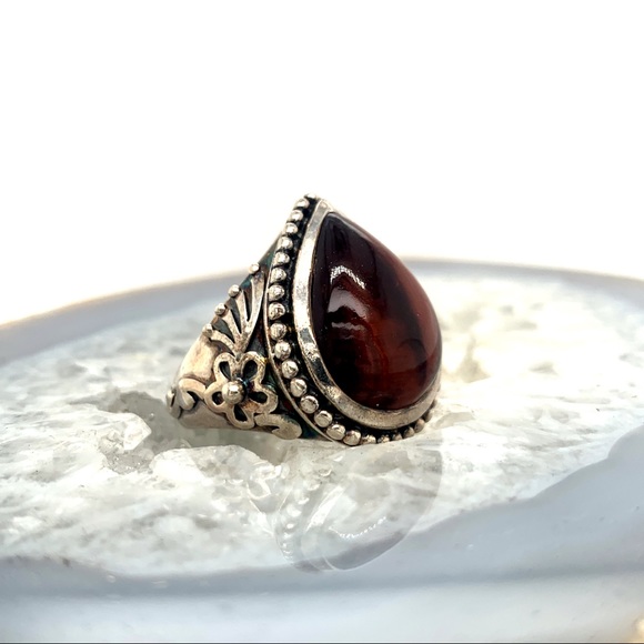 Made in India 925 Dyed Tigers Eye Ring ✨ Size 10 - Picture 2 of 9